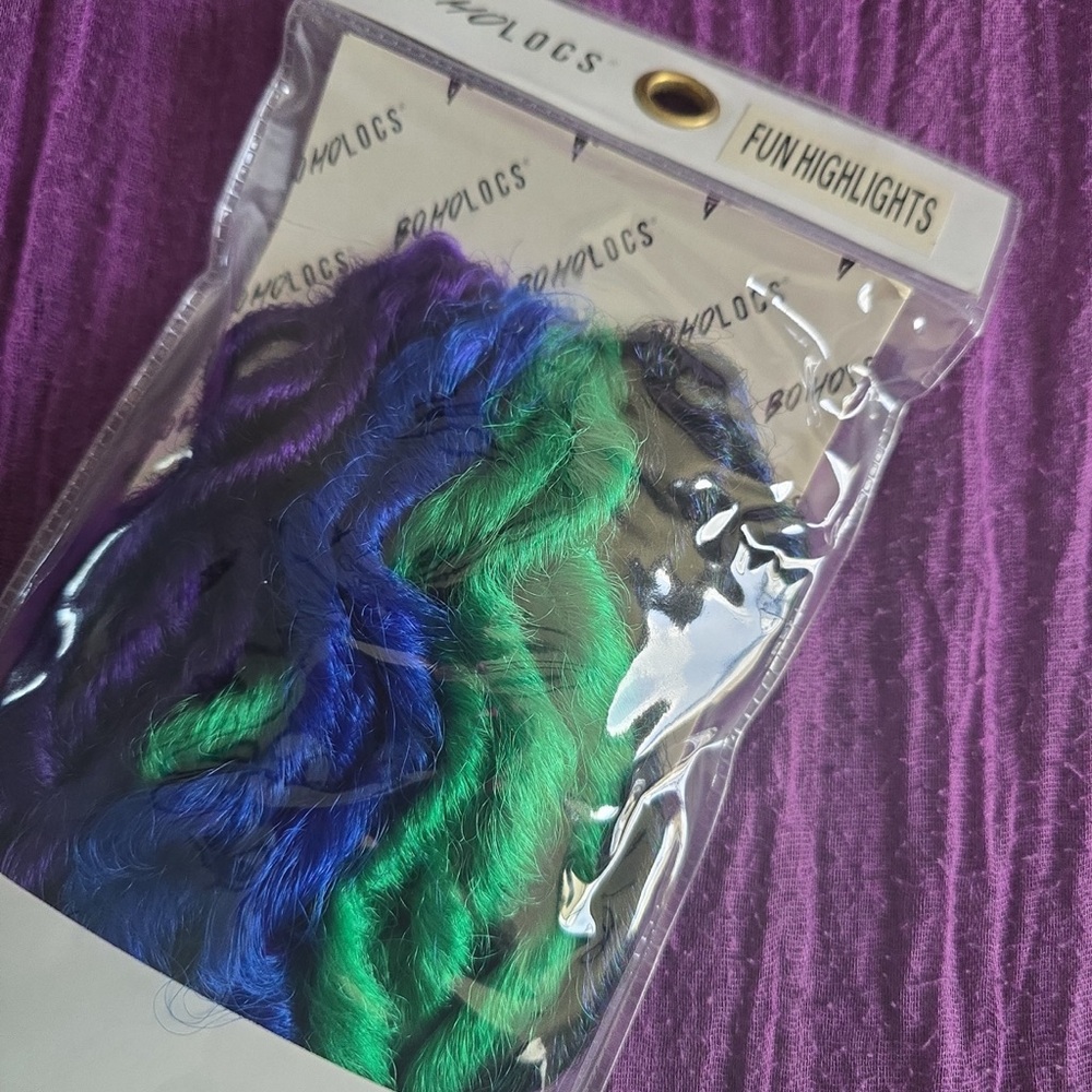 Boho Locs Goddess Highlights 22" - Multi Blue & Purple Accents - Picture 5 of 5